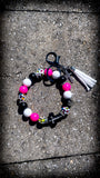 🖤💗🌈 Wild Faith Silicone Beaded Wristlet – Pink, White, Black & Leopard Print ✝️