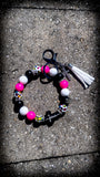 🖤💗🌈 Wild Faith Silicone Beaded Wristlet – Pink, White, Black & Leopard Print ✝️