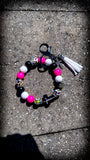 🖤💗🌈 Wild Faith Silicone Beaded Wristlet – Pink, White, Black & Leopard Print ✝️