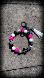 🖤💗🌈 Wild Faith Silicone Beaded Wristlet – Pink, White, Black & Leopard Print ✝️