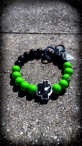 💚🖤 Men's Bold Faith Silicone Beaded Wristlet – Neon Green & Black