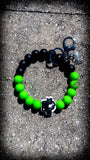 💚🖤 Men's Bold Faith Silicone Beaded Wristlet – Neon Green & Black