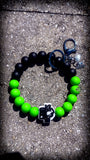 💚🖤 Men's Bold Faith Silicone Beaded Wristlet – Neon Green & Black