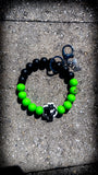 💚🖤 Men's Bold Faith Silicone Beaded Wristlet – Neon Green & Black