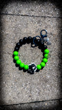 💚🖤 Men's Bold Faith Silicone Beaded Wristlet – Neon Green & Black