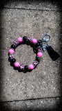 🖤💗🐆 Wild Pink Leopard Silicone Beaded Wristlet – Hot Pink, Black & Animal Print