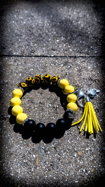 🌻💛🖤 Golden Sunflower Silicone Beaded Wristlet