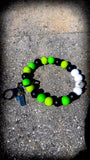 💚🖤🤍 Neon Hope Silicone Beaded Wristlet