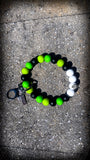 💚🖤🤍 Neon Hope Silicone Beaded Wristlet