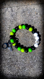 💚🖤🤍 Neon Hope Silicone Beaded Wristlet