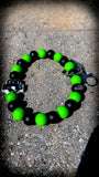 🌿🖤💚 Men's God Bless Green & Black Silicone Beaded Wristlet