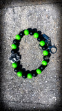 🌿🖤💚 Men's God Bless Green & Black Silicone Beaded Wristlet