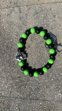 🌿🖤💚 Men's God Bless Green & Black Silicone Beaded Wristlet