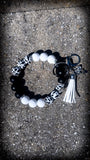 🖤🐄 Midnight Moo Silicone Beaded Wristlet – Black & White Cow Print ✨