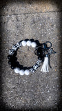 🖤🐄 Midnight Moo Silicone Beaded Wristlet – Black & White Cow Print ✨