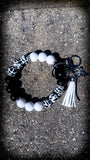 🖤🐄 Midnight Moo Silicone Beaded Wristlet – Black & White Cow Print ✨