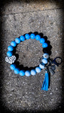 🩵🤍 Men's Faithful Waves Silicone Beaded Wristlet – Blue & White Jesus Heart ✝️