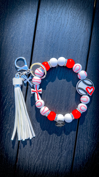 ⚾❤️✝️ Faith & Home Plate Silicone Beaded Wristlet